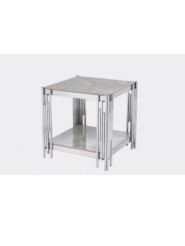 Belini End Table - Sintered Stone and Stainless Steel