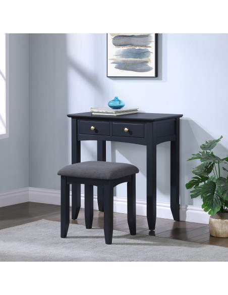 Luciana Dressing Table & Stool - Off Black