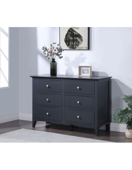 Luciana 6 Drawer Chest - Off Black