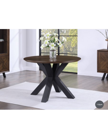 Nevada 110cm Round Dining Table - Mindi Wood