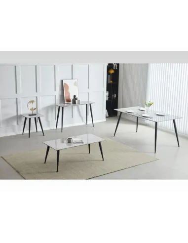 Argenta End Table - Sintered Stone/Black