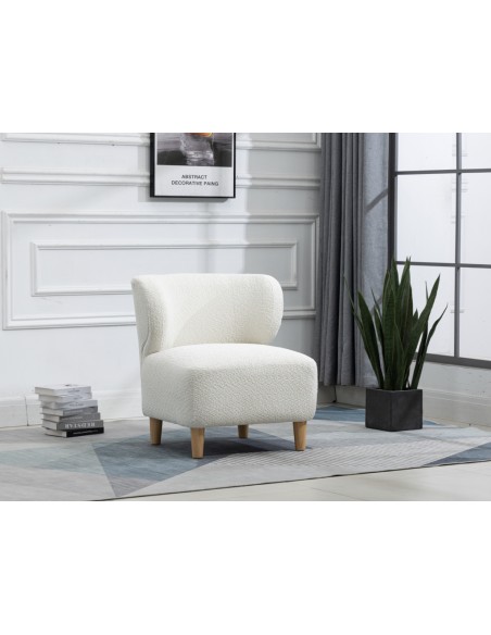 Josie Armless Accent Chair - White Fabric