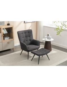 Katelyn Accent Chair with Stool - Charcoal Grey 2