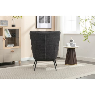 Katelyn Accent Chair with Stool - Charcoal Grey