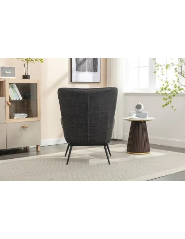 Katelyn Accent Chair with Stool - Charcoal Grey