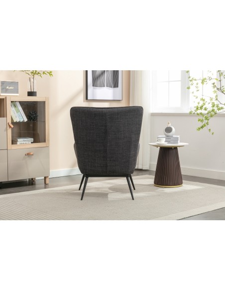 Katelyn Accent Chair with Stool - Charcoal Grey