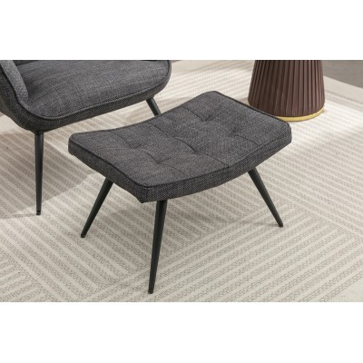 Katelyn Accent Chair with Stool - Charcoal Grey