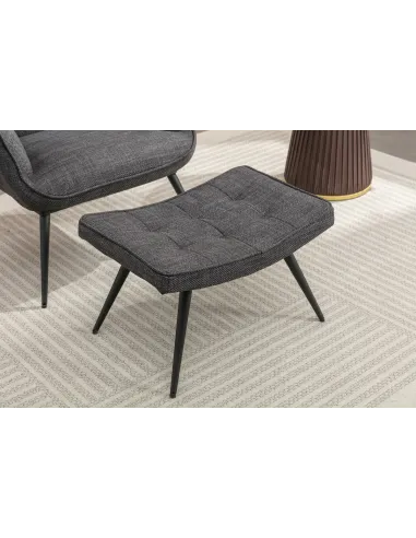 Katelyn Accent Chair with Stool - Charcoal Grey