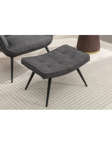 Katelyn Accent Chair with Stool - Charcoal Grey