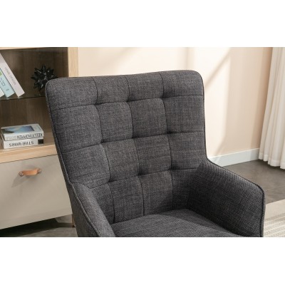 Katelyn Accent Chair with Stool - Charcoal Grey