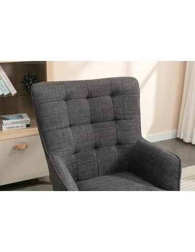 Katelyn Accent Chair with Stool - Charcoal Grey