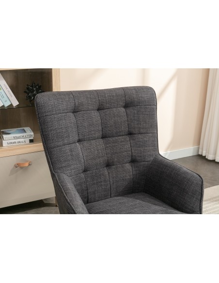 Katelyn Accent Chair with Stool - Charcoal Grey