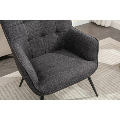 Katelyn Accent Chair with Stool - Charcoal Grey