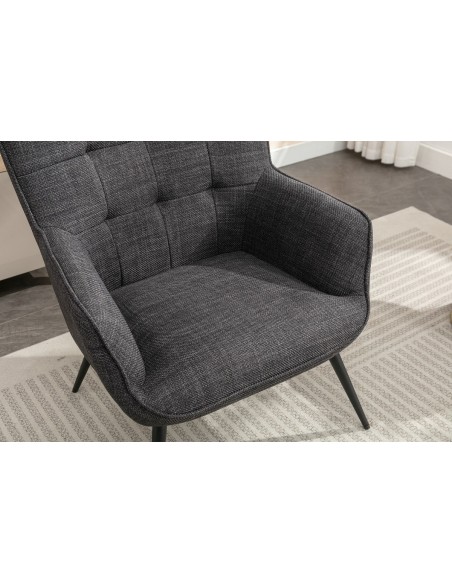 Katelyn Accent Chair with Stool - Charcoal Grey