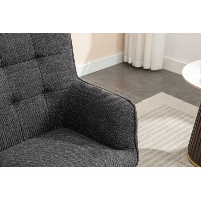 Katelyn Accent Chair with Stool - Charcoal Grey
