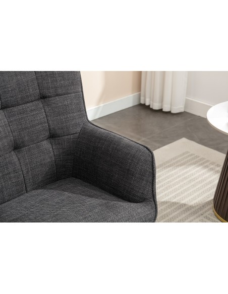 Katelyn Accent Chair with Stool - Charcoal Grey