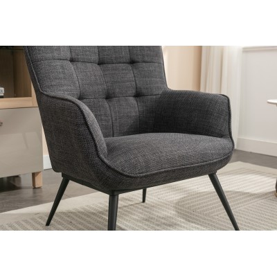 Katelyn Accent Chair with Stool - Charcoal Grey
