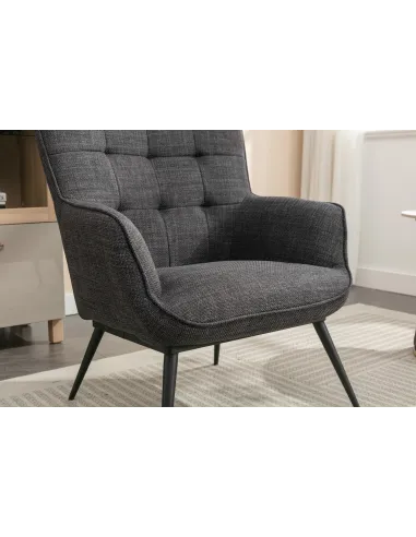 Katelyn Accent Chair with Stool - Charcoal Grey