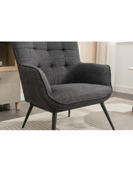 Katelyn Accent Chair with Stool - Charcoal Grey
