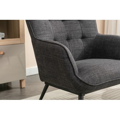 Katelyn Accent Chair with Stool - Charcoal Grey