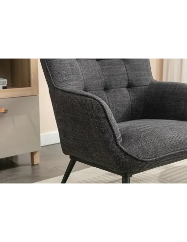 Katelyn Accent Chair with Stool - Charcoal Grey