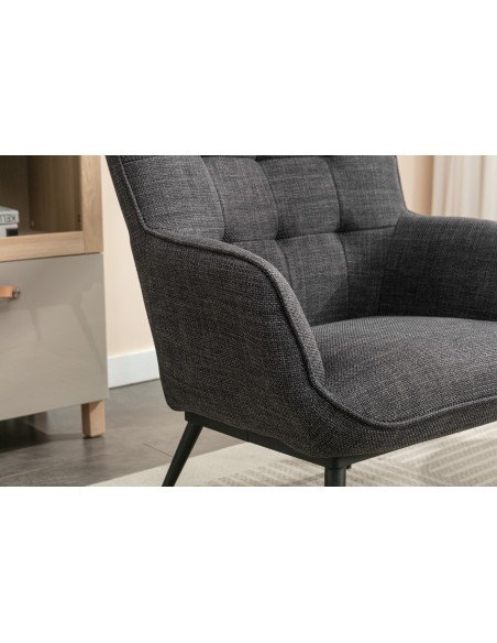 Katelyn Accent Chair with Stool - Charcoal Grey