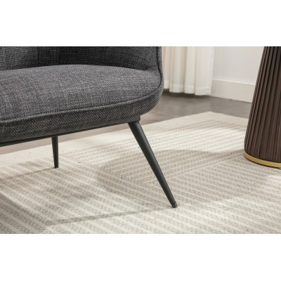 Katelyn Accent Chair with Stool - Charcoal Grey