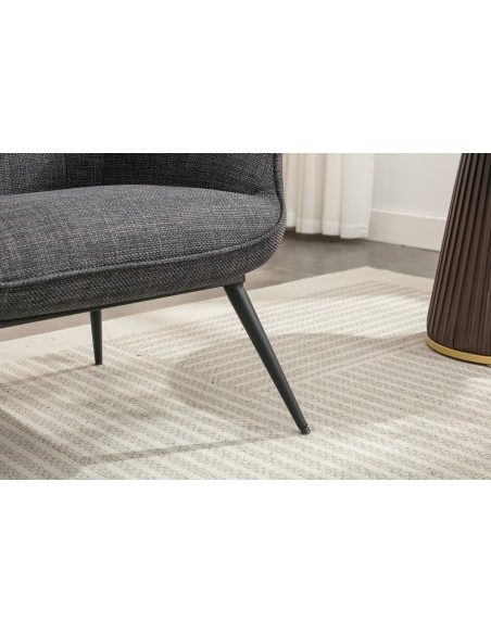 Katelyn Accent Chair with Stool - Charcoal Grey