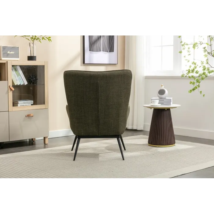 Katelyn Accent Chair with Stool - Moss Green