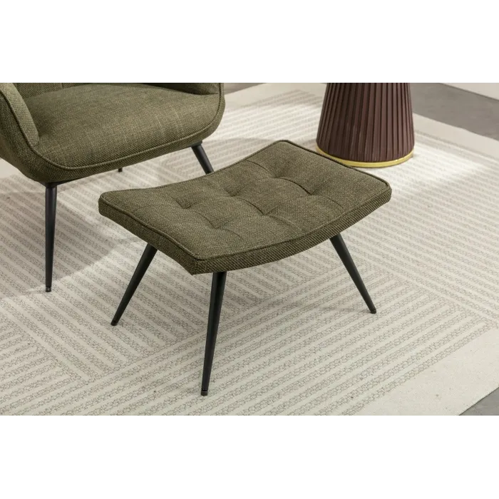 Katelyn Accent Chair with Stool - Moss Green