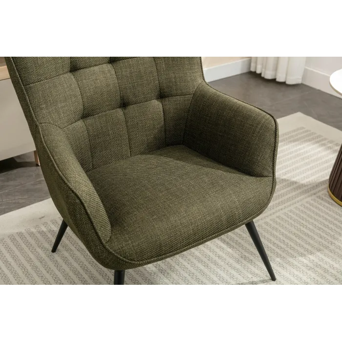 Katelyn Accent Chair with Stool - Moss Green