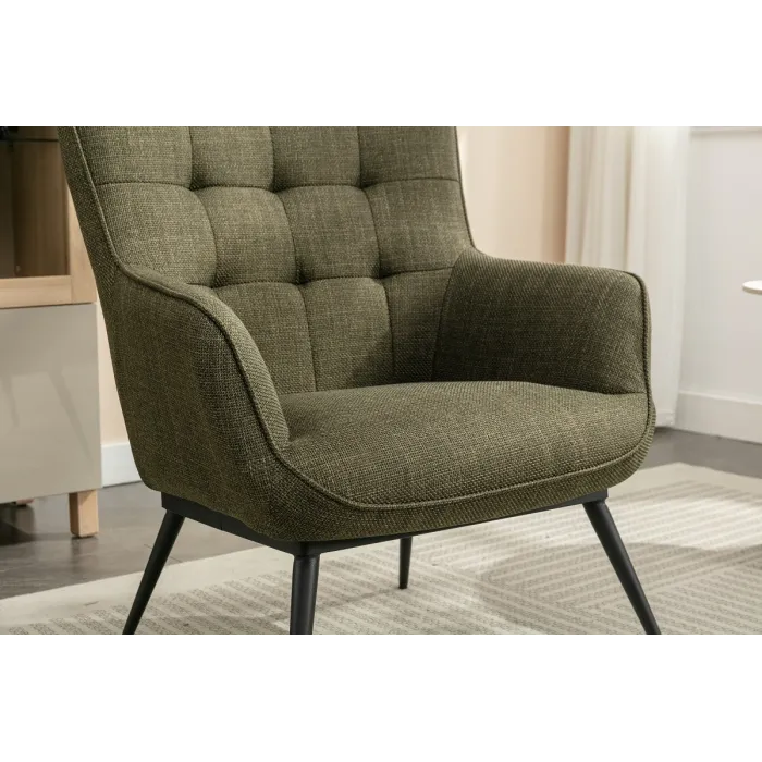Katelyn Accent Chair with Stool - Moss Green