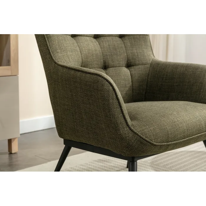Katelyn Accent Chair with Stool - Moss Green
