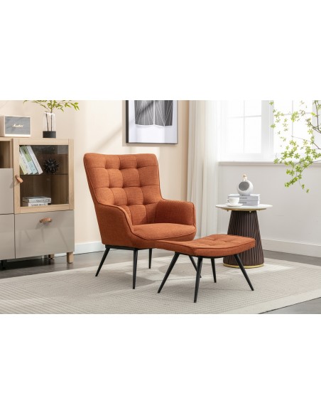 Katelyn Accent Chair with Stool - Copper