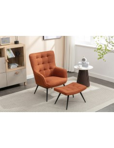 Katelyn Accent Chair with Stool - Copper 2