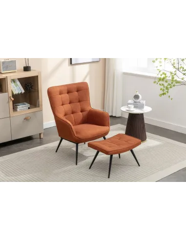 Katelyn Accent Chair with Stool - Copper