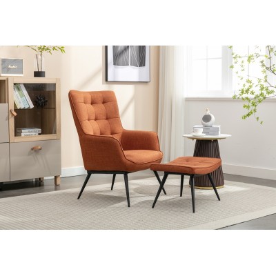 Katelyn Accent Chair with Stool - Copper