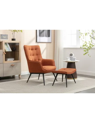 Katelyn Accent Chair with Stool - Copper