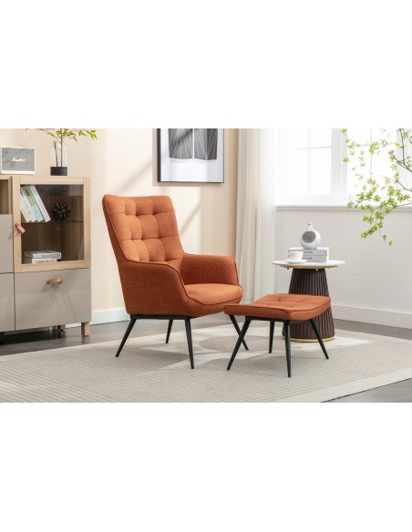 Katelyn Accent Chair with Stool - Copper