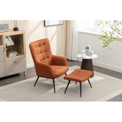 Katelyn Accent Chair with Stool - Copper