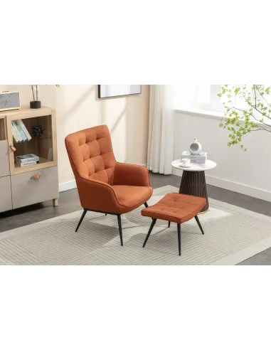 Katelyn Accent Chair with Stool - Copper