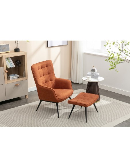 Katelyn Accent Chair with Stool - Copper