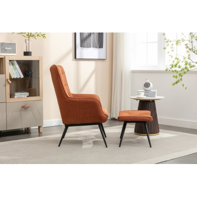 Katelyn Accent Chair with Stool - Copper
