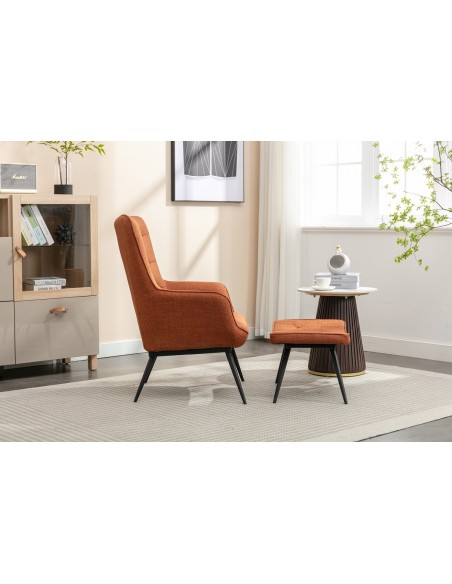 Katelyn Accent Chair with Stool - Copper