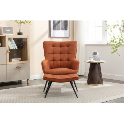 Katelyn Accent Chair with Stool - Copper