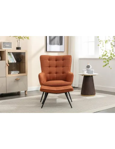 Katelyn Accent Chair with Stool - Copper
