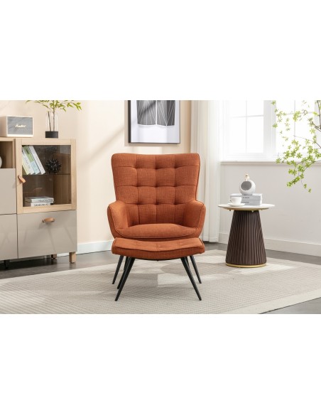 Katelyn Accent Chair with Stool - Copper