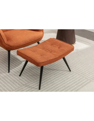 Katelyn Accent Chair with Stool - Copper