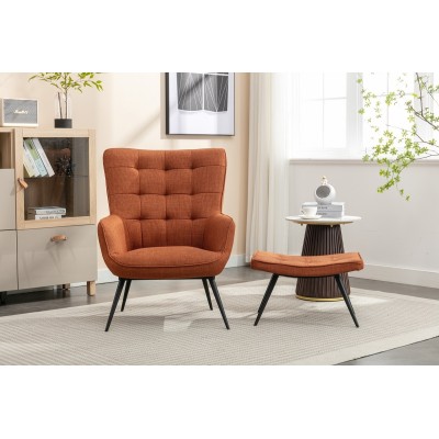 Katelyn Accent Chair with Stool - Copper