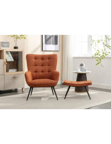Katelyn Accent Chair with Stool - Copper
